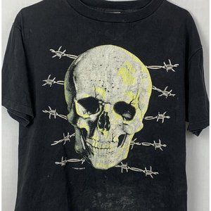 Vintage Wild Oats T Shirt Single Stitch Tee Skull Glow Dark Metal Rap Large 90s